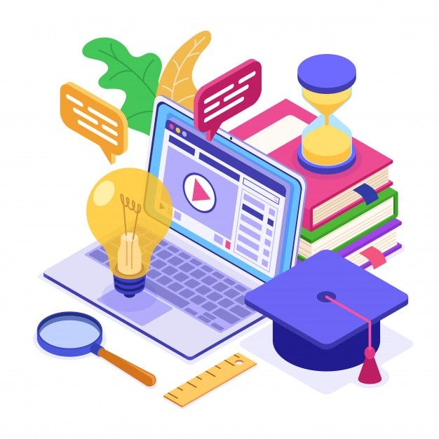 Онлайн дистанционное обучение из дома | Премиум векторы