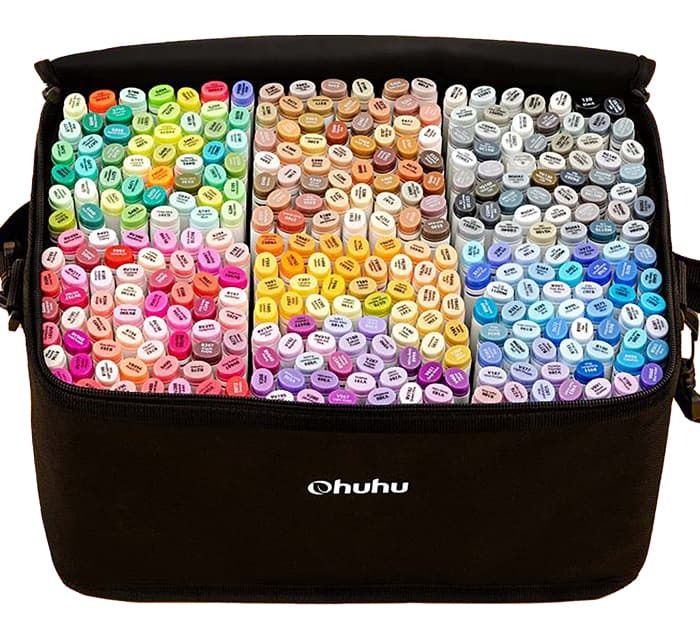 Ohuhu Alcohol Markers Brush Tip – 320-color Double Tipped Art Sketch Marker Set for Artists Adults Coloring Illustration -Brush & Chisel Dual Tips – Honolulu Series of Ohuhu Markers – Refillable Ink