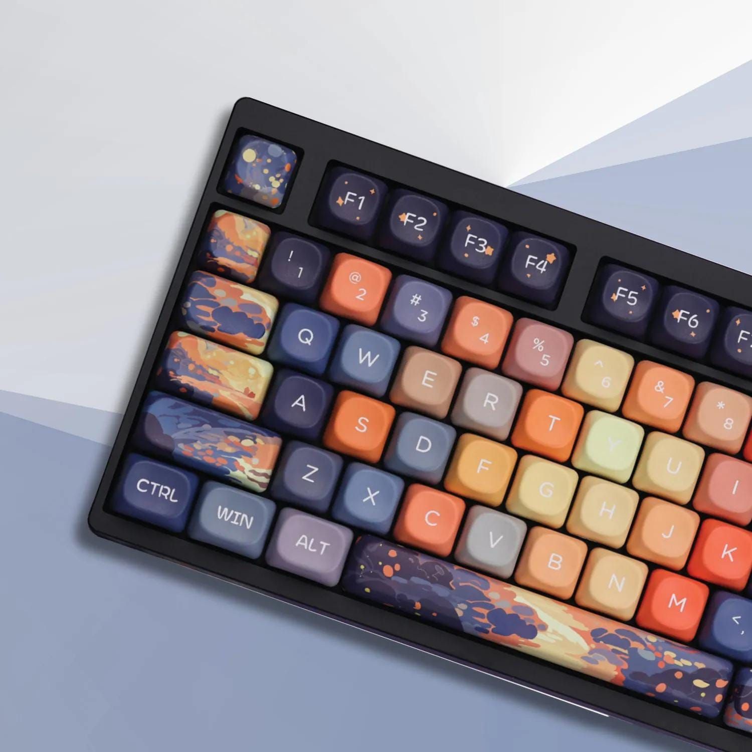 129 Key Starry Sky MOA Profile Keycaps Set for Mechanical Keyboard, PBT Dye-Sublimated Keycaps, Cute MOA Profile Keycaps